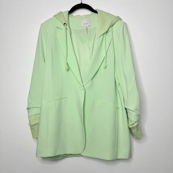 Cinq a Sept Khloe Hooded Blazer Jacket in Green Papaya Size US 14 - Picture 2 of 10